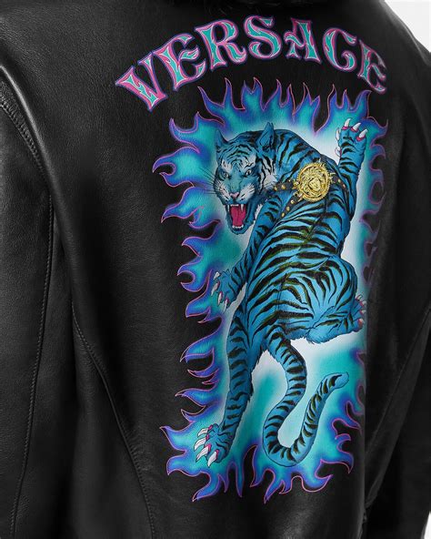 versace leather studded lion jacket|versace jacket.